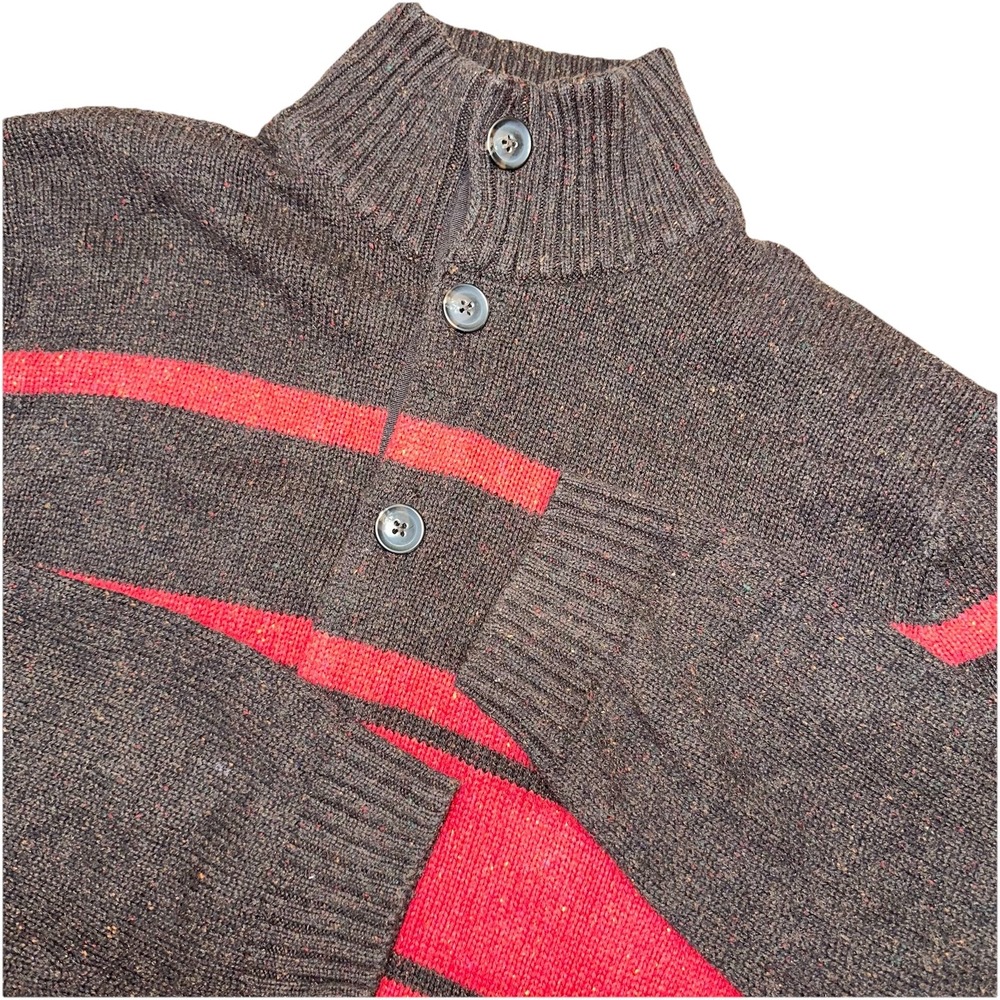 Y2K Gap Brown Red Striped Wool Blend Big Button‎ Cardigan Sweater Men's XXL Tall